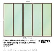 Folding Door Aluminium 5 Panel Bronze-Left Hand Opening -Open Out 3021LH-W 2990mm X H 2090mm
