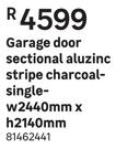 Garage Door Sectional Aluzinc Stripe Charcoal Single Door-w2440mm x h2140mm