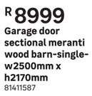 Garage Door Sectional Meranti Wood Barn Single-w2500mm x h2170mm