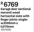 Garage Door Sectional Meranti Wood Horizontal Slats With Finger Joints Single-w2500mm x h2170mm