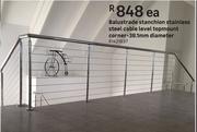 Balustrade Stanchion S/Steel Cable Level Topmount Corner 38.1mm Diameter-Each