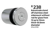 Balustrade Stand Off S/Steel Sidemount Without Rod For Glass From 12 Up To 15mm Thick-50.8mm Diamete