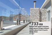 Balustrade Spigot S/Steel Sqaure Flange Without Rod For Glass From 12 Up To 16mm Thick-Each
