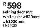 Folding Door PVC (White) Ash-w820mm x h2030mm