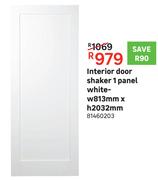 Interior Door Shaker 1 Panel (White)-w813mm x h2032mm