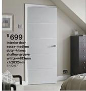 Interior Door Essex Medium Duty 4 Lines Shallow Groove (White)-w813mm x h2032mm