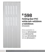 Folding Door PVC (White) Ash-w820mm x h2030mm