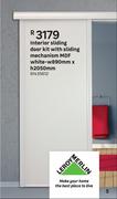 Interior Sliding Door Kit With Sliding Mechanism MDF (White)-w890mm x h2050mm