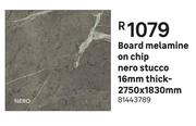 Board Melamine On Chip Nero Stucco 16mm Thick-2750mm X 1830mm