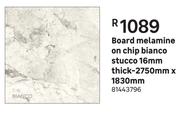 Board Melamine On Chip Bianco Stucco 16mm Thick-2750mm X 1830mm