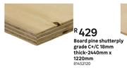 Board Pine Shutterply Grade C+/C 18mm Thick-2440mm x 1220mm
