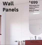 Wall Panels PVC (White) 375mm x 2600mm