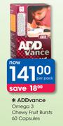 ADDvance Omega 3 Chewy Fruit Bursts-60 Capsules