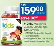 GNC Milestones Gummy DHA For Kids 120 Gummies-Per Pack