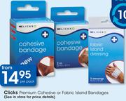 Clicks Premium Cohesive Or Fabric Island Bandages-Per Pack