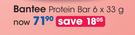 Bantee Protein Bar-6x33g Each