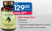 GNC Herbal Plus Cayenne-100 Capsules Per Pack