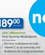 GNC Milestones Kids Gummy Multivitamin 120 Gummies-Per pack