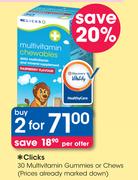 Clicks 30 Multimvitamin Gummies Or Chews-2 Packs