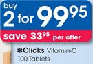 Clicks Vitamin-C Tablets-2 x 100's