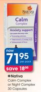 Nativa Calm Complex Or Night Complex Capsules-30's Per Pack