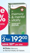 Clicks Memory & Mental Vitality-2x60 Tablets