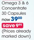 Vital Omega 3 & 6 Concentrate-30 Capsules