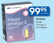 Clicks Mega Omega 3-60 Softgels