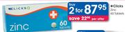 Clicks Zinc-2x60 Tablets