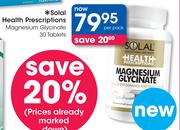 Solal Health Prescriptions Magnesium Glycinate-30 Tablets