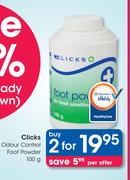 Clicks Odour Control Foot Powder-2x100g