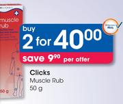 Clicks Muscle Rub 50g-For 2