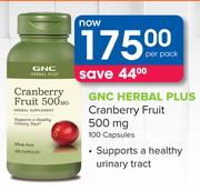 GNC Herbal Plus Cranberry Fruit 500mg 100 Capsules-Per Pack