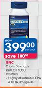 GNC Triple Strength Krill Oil 1000 60 Softgels-Per Pack