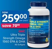 GNC Ultra Triple Strength Omega 1560 EPA & DHA 60 Softgels-Per Pack