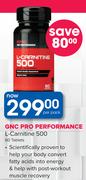 GNC Pro Performance L-Carnitine 500 60 Tablets-Per Pack