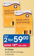Clicks Body, Mind & Energy 5 Sachets-For 2