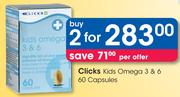 Clicks Kids Omega 3 & 6 60 Capsules-For 2