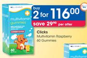 Clicks Multivitamin Raspberry 60 Gummies-For 2