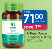 Flora Force Fenugreek 500 mg 60 Capsules-Per Pack