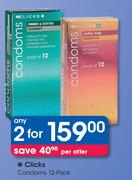 Clicks Condoms 12 Pack-For 2