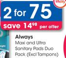 Always Maxi & Ultra Sanitary Pads Duo Pack-For 2