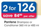 Pantene Shampoo Or Conditioner 360ml Or 400ml-For 2