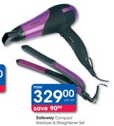 Safeway Compact Hairdryer & Straightner Set-Per Set