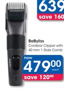 Babyliss Cordless Clipper With 40mm 1 Slide Comb