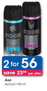 Axe Aerosol-For 2 x 150ml