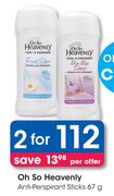 Oh So Heavenly Anti Perspirant Sticks-For 2 x 67g