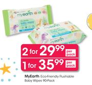 My Earth Eco Friendly Flushable Baby Wipes 90 Pack-For 1 