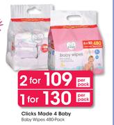 Clicks Made 4 Baby Baby Wipes 480 Pack-For 1 Per Pack