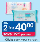 Clicks Baby Wipes-2 x 80 Pack